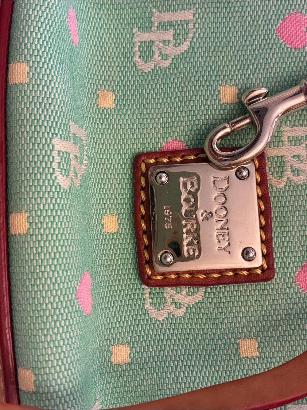 Vintage Dooney & Bourke Green Logo-Print Drawstring Shoulder Bag/Hand Bag - Picture 12 of 12